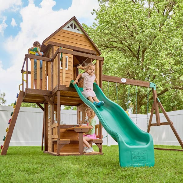 somedayスタースプリグスツールDX ブラウン Titan Treehouse XL 2 Swing Set | Texas Backyard Structures