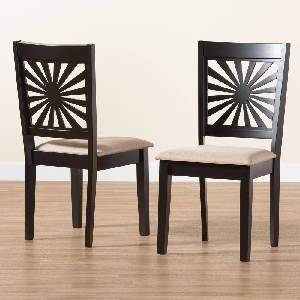 Olympia Beige and Espresso Brown Upholstered Wood Dining Chair Set