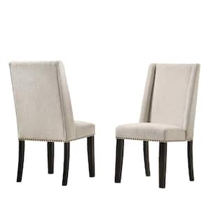 Laurant Fawn Beige Fabric Upholstered Wingback Dining Chair (Set of 2)
