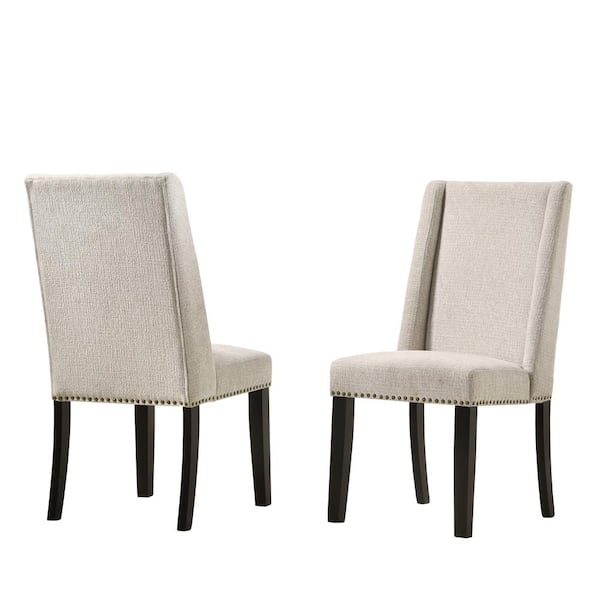 CAROLINA CLASSIC Laurant Fawn Beige Fabric Upholstered Wingback Dining Chair (Set of 2)