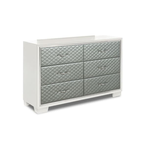 Benjara 18 in. Gray and White 6Drawer Wooden Dresser Without Mirror