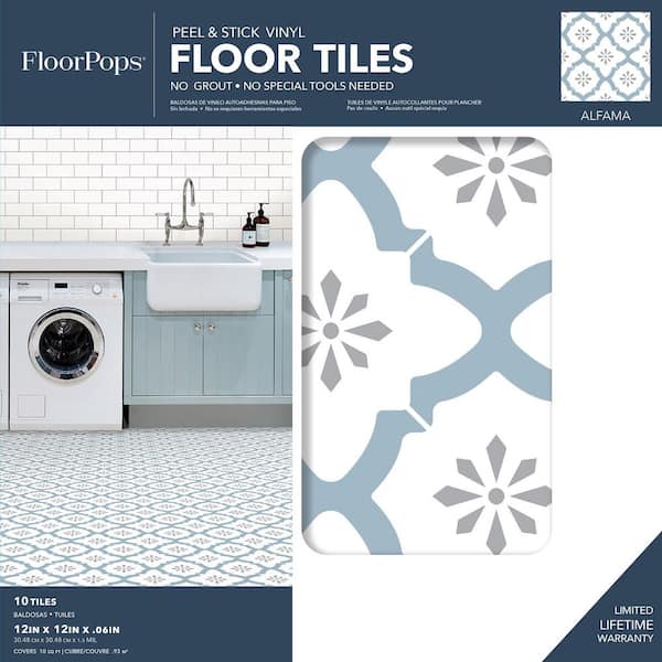 Alfama 12 in. W x 12 in. L Multicolor Peel & Stick Vinyl Tile Flooring (10 sq. ft./case)