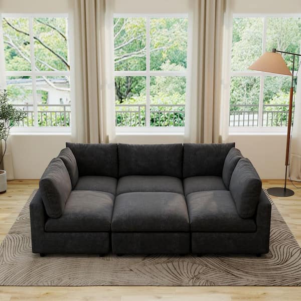 Magic Home Modular Cloud Couch, 134 in. Square Arm Chenille L