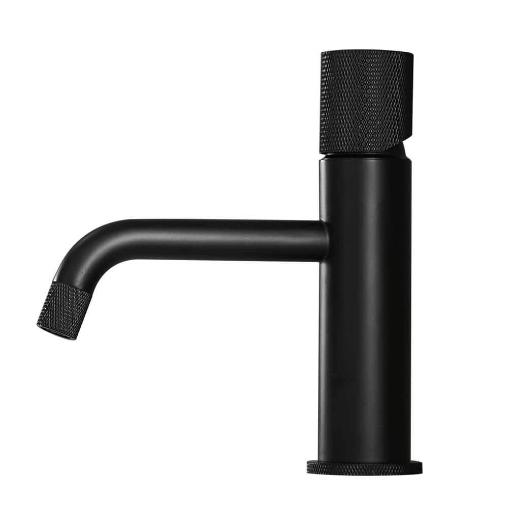 Modern Single Hole Single Handle Bathroom Faucet in Matte Black