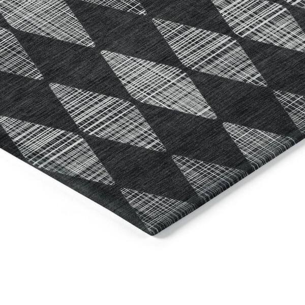 Charcoal 10 ft. x 14 ft. Woven Geometric Polyester Rectangle Indoor / Outdoor Area Rug