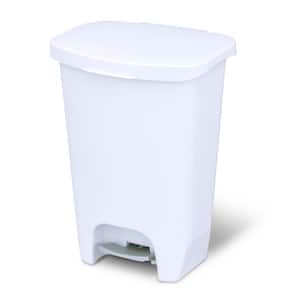 13 Gal. White Step-On Plastic Trash Can with Clorox Odor Protection of The Lid