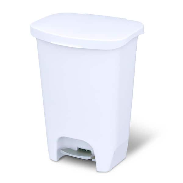 Glad 13 Gal. White Step-On Plastic Trash Can with Clorox Odor Protection of The Lid