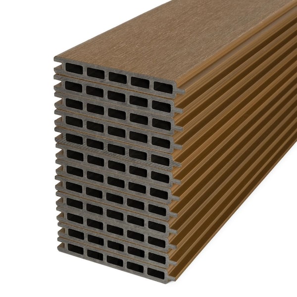6 ft. x 6 ft. Composite Fence Series Saddle Brown Brushed Fence Panel Boards (12-Pack)