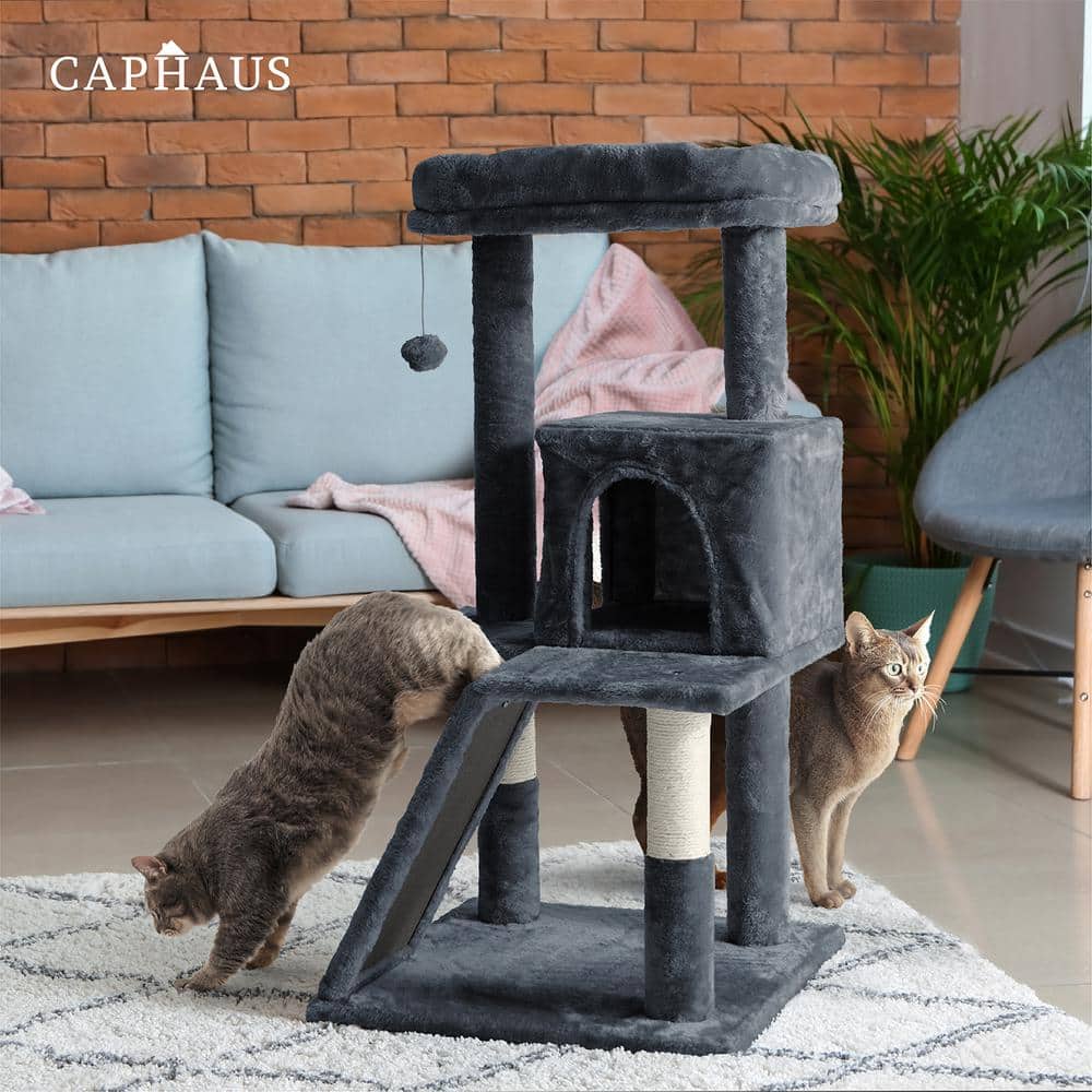 Beige 37-Inch Multi-Level Cat Tree with Sisal Scratching Posts