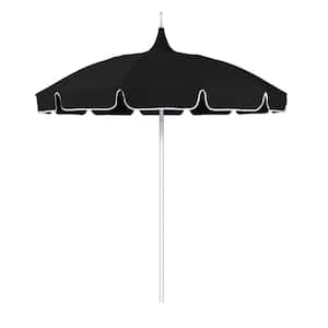 8.5 ft. Silver Aluminum Commercial Pagoda Market Patio Umbrella Fiberglass Ribs in Black Sunbrella