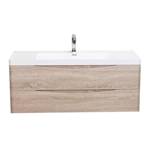 Smile 48 in. W x 19 in. D x 21.5 in. H Bathroom Vanity in White Oak with White Acrylic Top with White Sink