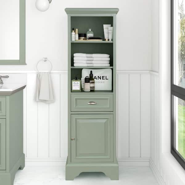 Sadie 20 in. W x 14 in. D x 65 in. H Green Freestanding Linen Cabinet