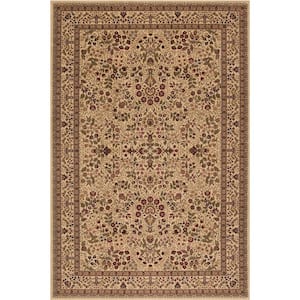 Persian Classic Sarouk Ivory Rectangle Indoor 9 ft. 3 in. x 12 ft. 10 in. Area Rug