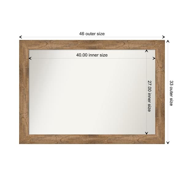Amanti Art Owl Brown 45.5 in. W. x 32.5 in. Custom Non-Beveled Wood Framed Bathroom Vanity Wall Mirror