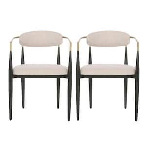 Boise Beige and Black Fabric Upholstered Dining Chairs (Set of 2)