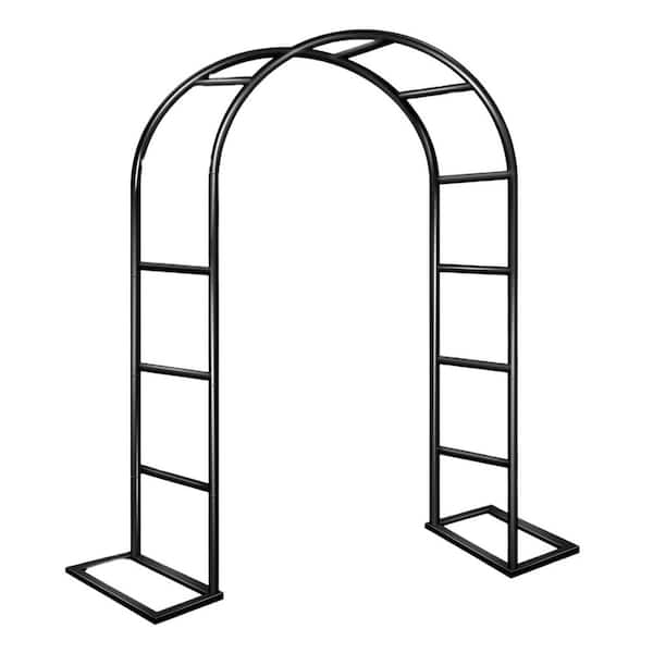 .N/A 7.9 ft. Wide x 6.4 ft. High Black Metal Garden Arch for Climbing Plants and Weddings