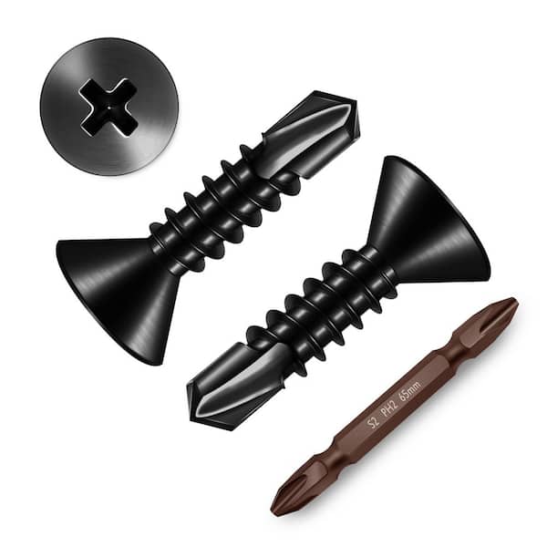 #10 x 3/4 in. Black Oxide 410 Stainless Steel Phillips Flat Head Self Drilling Sheet Metal Screws (300-Pack)