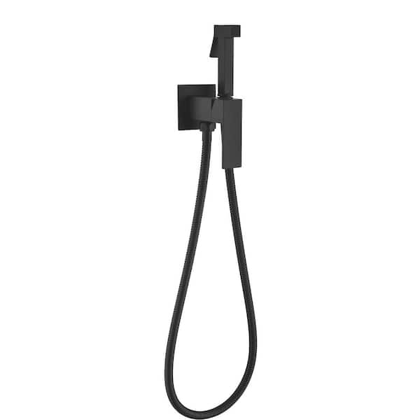 Single Handle Bidet Faucet with Handle Wall Mount Bidet Sprayer for Toilet with Rough-In Valve in Matte Black