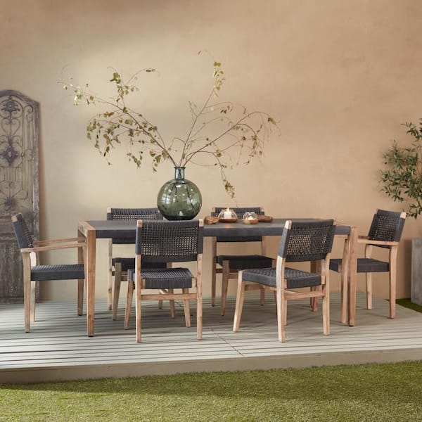 Litton Lane 30 in. Dark Grey Wood Contemporary Outdoor Dining Table