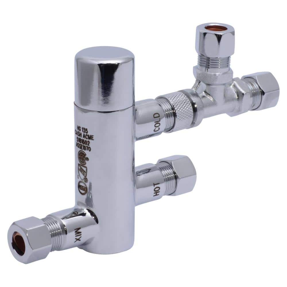HYDRO MASTER Mechanical Water Mixing Valve, 3/8 Compression Fittings on  inlets and Outlet