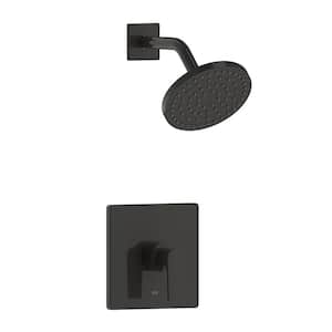 Chatelet Single-Handle 1-Spray Settings Round Shower Faucet Set in Matte Black with Pressure Balance Valve Included