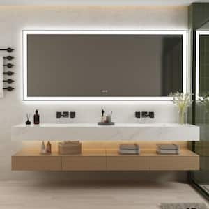 88 in. W x 38 in. H Large Rectangular Frameless Anti-Fog Wall-Mounted LED Bathroom Vanity Mirror