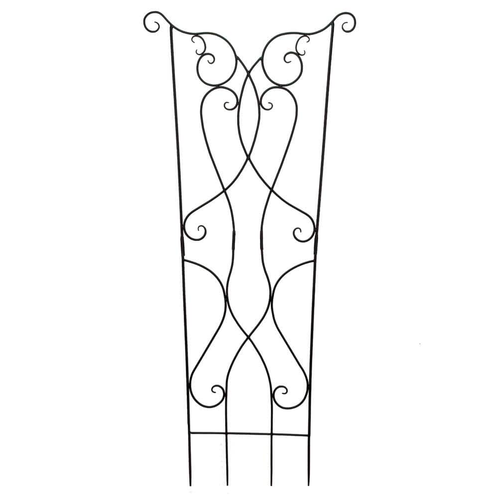 Rococo Black Wrought Iron Fan Garden Trellis
