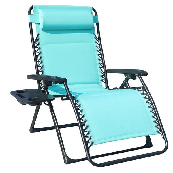 Tidoin Blue Folding Metal Outdoor Lounge Chair
