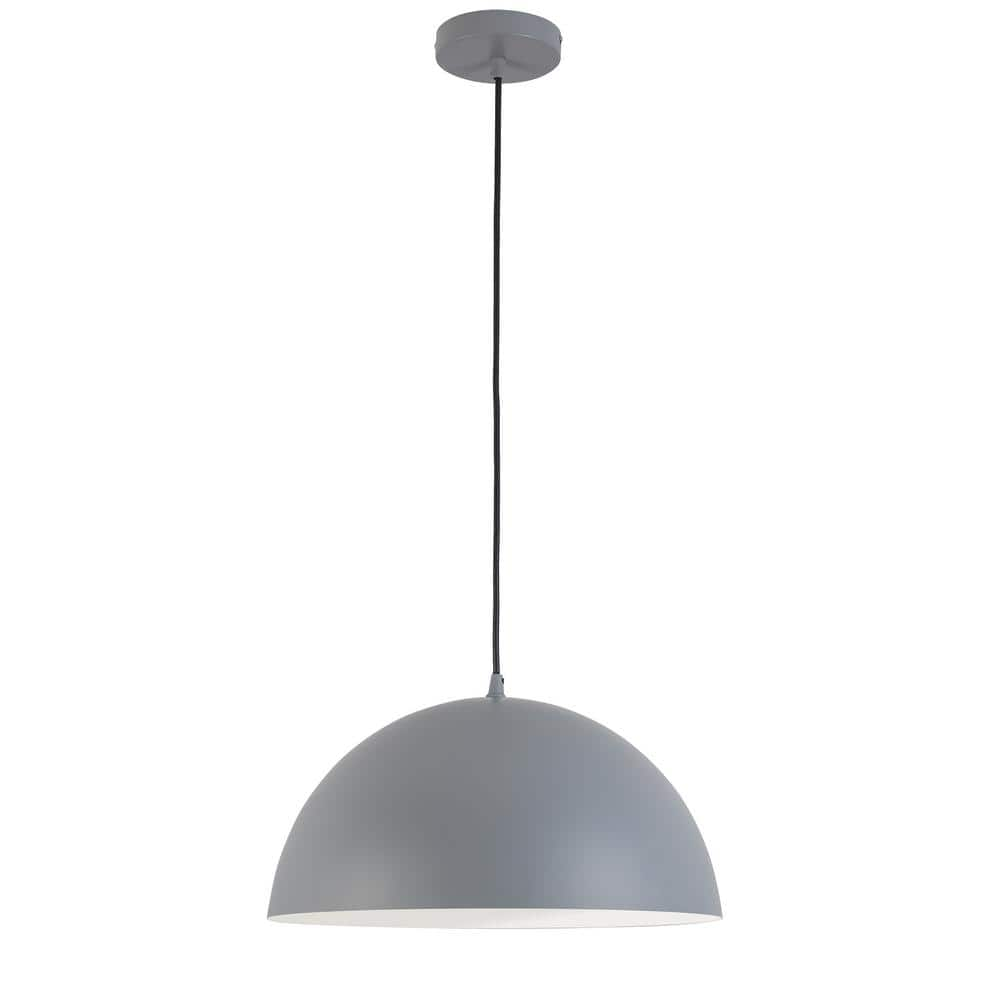 Dainolite Ofelia 1-Light Grey Shaded Pendant Light with Grey Metal ...