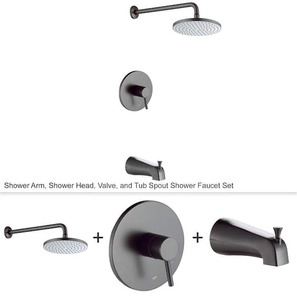 LUXIER Single-Handle 1-Spray Bathtub and Shower Faucet with Valve in Oil Rubbed Bronze (Valve Included)