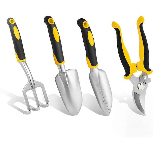 Misopily Heavy Duty Aluminum 4-Piece Garden Tool Set Rust-Proof Gardening Hand Tools with Non-Slip Ergonomic Handles