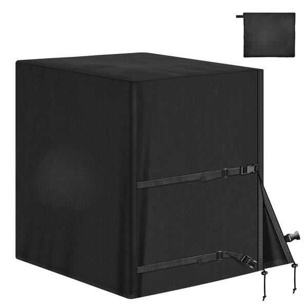 32 in. W x 32 in. D x 36 in. H Black Heavy Duty Outdoor Air Conditioner Cover, Windproof Anti-UV Winter Protection