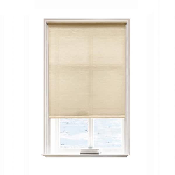 Lumi Linen Polyester 48 in.W x 72 in.L Light Filtering Cordless Natural Fabric Roller Shades