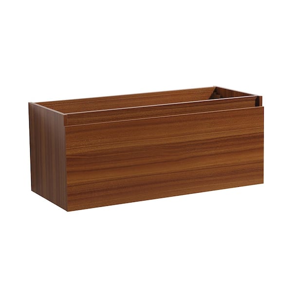 Mezzo 47 in. Modern Wall Hung Bath Vanity Cabinet Only in Teak