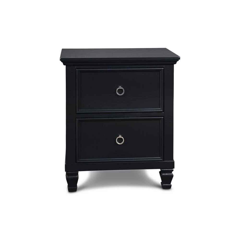 Tamarack Black Solid Wood 2-Drawer Nightstand