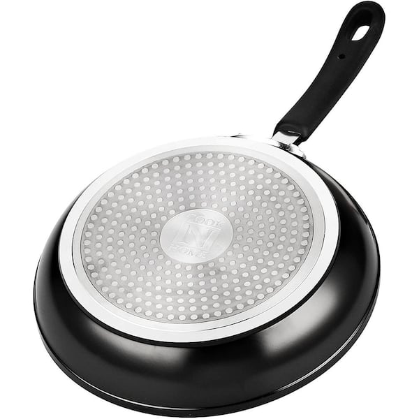 Cook N Home 3-Pieces Frying Saute Pan Set with Non-stick Coating and Induction  Compatible Bottom, 8 in. /10 in. /12 in. , Black 02683 - The Home Depot