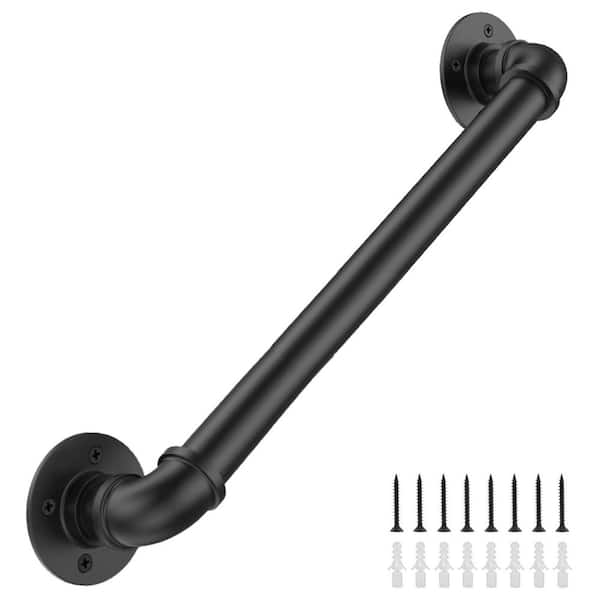 4 ft. Industrial Stair Railing Wall Mount Staircase Handrail for Outdoor Indoor Stairs Porch, Black