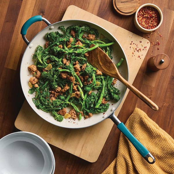 Cucina Ceramic 14 Inch Aluminum Nonstick Frying Pan Marine Blue