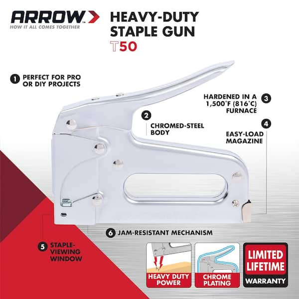 T50 Staple Gun Heavy Duty Steel Stapler Arrow Fastener, 47% OFF