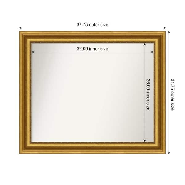 Amanti Art Parlor Gold 37.75 in. x 31.75 in. Custom Non-Beveled Recycled Polystyrene FramedBathroom Vanity Wall Mirror