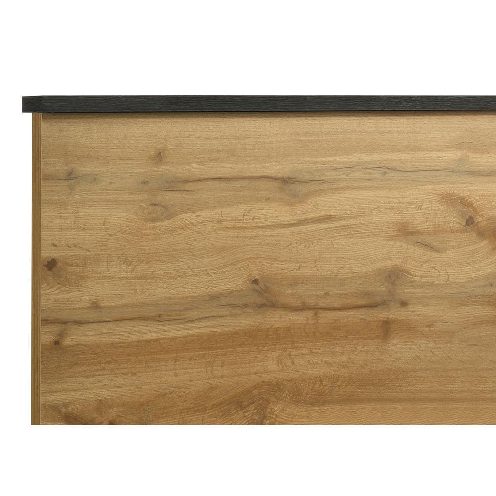 Kaywood Natural Pine and Beige Upholstered King Panel Bed