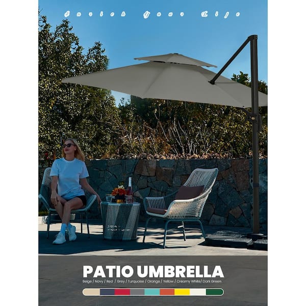 10ft sqare titlt patio umbrella Sunbrella Cantilever Umbrella 360 Tilt