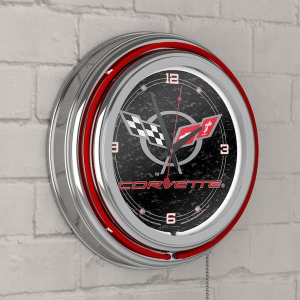 Corvette C5 Flags Logo WALL CLOCK 14" LED Backlit Customize "Add Your Name" New 