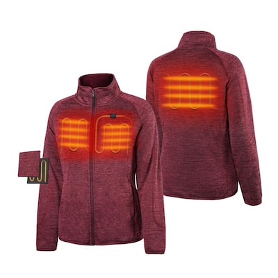 Women's Large Maroon 7.2-Volt Lithium-Ion Heated Fleece Jacket with (1) 5.2Ah Battery and Charger