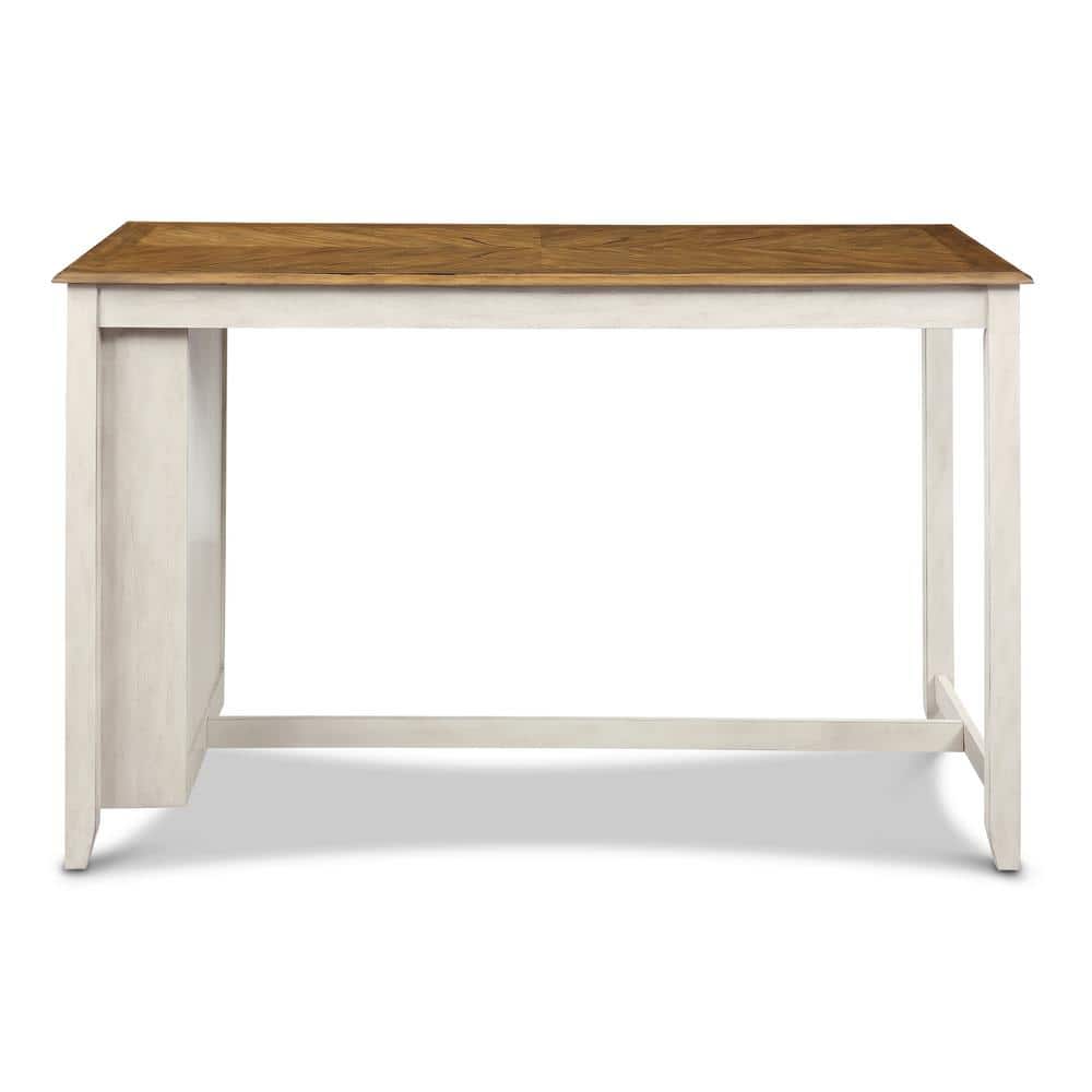 Rustic Beige and Brown Wood Counter Set with 4 Chairs