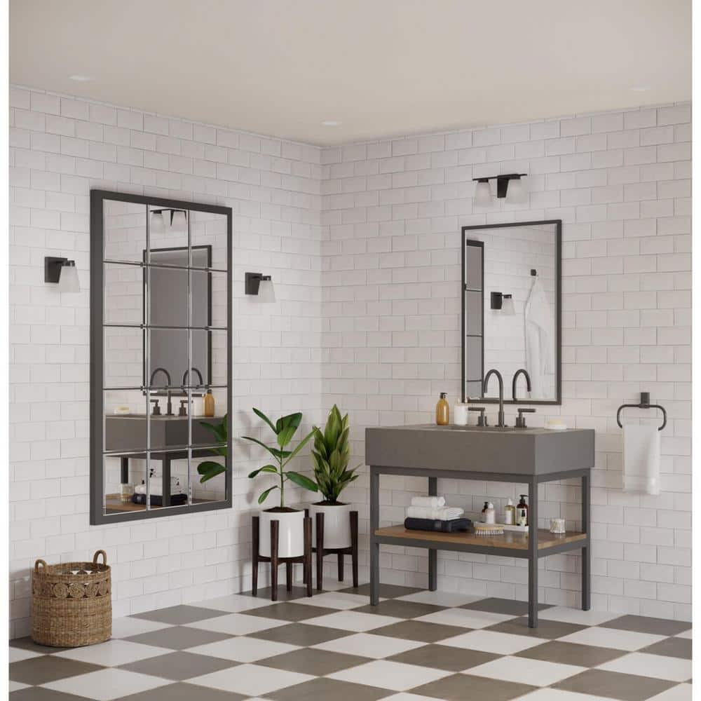 Matte Black Steel One-Light Vanity Fixture
