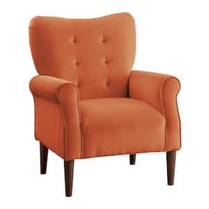 Cecily Orange Velvet Tufted Back Club Accent Chair