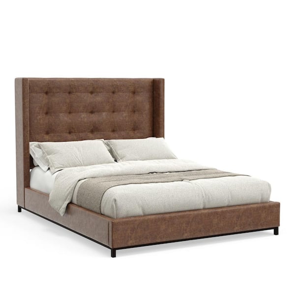 Alpine Furniture Mundo Brown Wood Frame Queen Platform Bed 1196Q - The ...