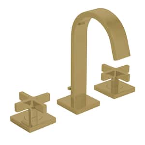 Lura 8 in. Widespread 2-Handle Bathroom Faucet with Cross Handles and Pop-Up Drain Assembly in Brushed Bronze