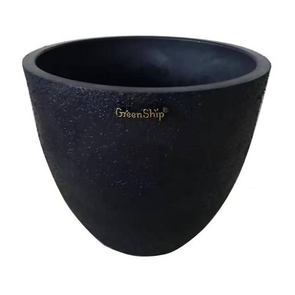 GreenShip Egg Shape 11.8 in. W x 10.2 in. H Black Indoor/Outdoor Resin Decorative Planter 1-Pack